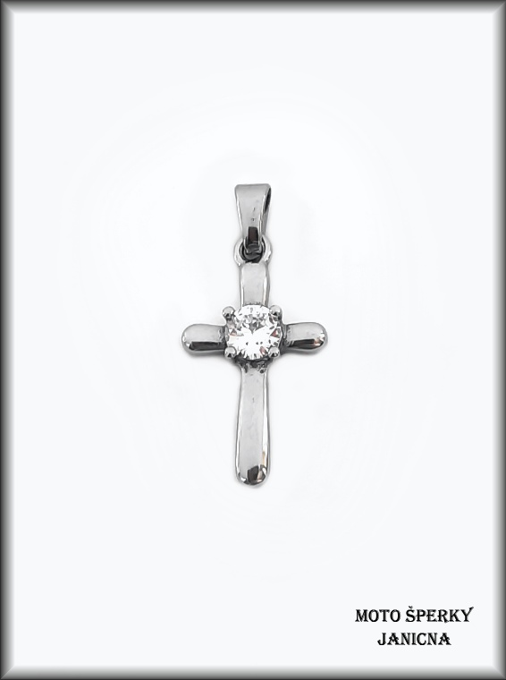 přívěšek kříž křížek s krystalem ocel