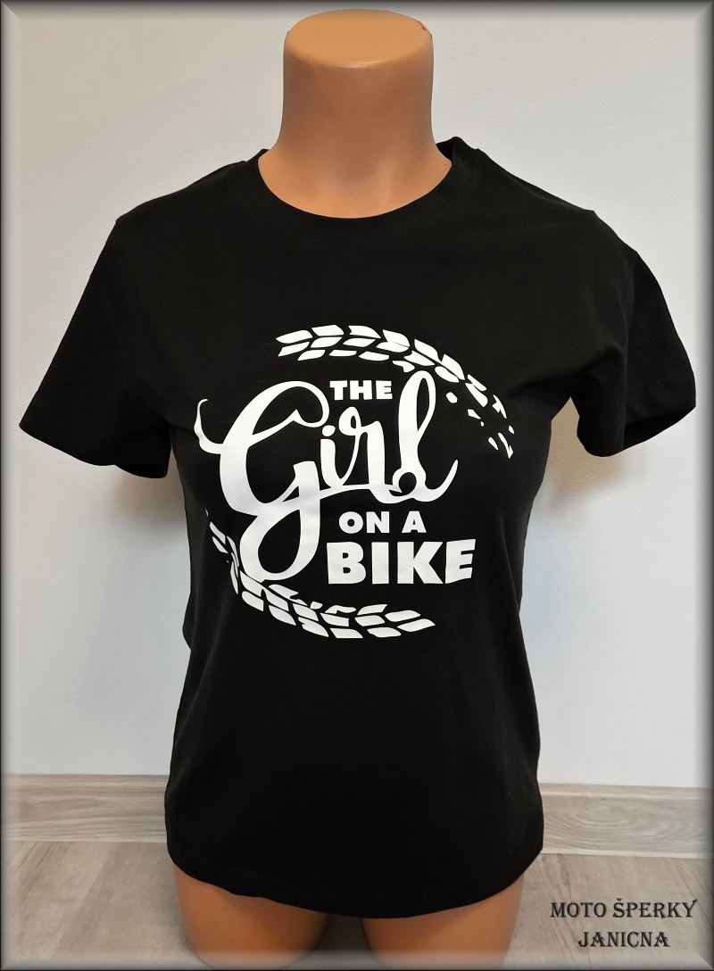 Dámské motorkářské tričko The girl on a bike lady biker