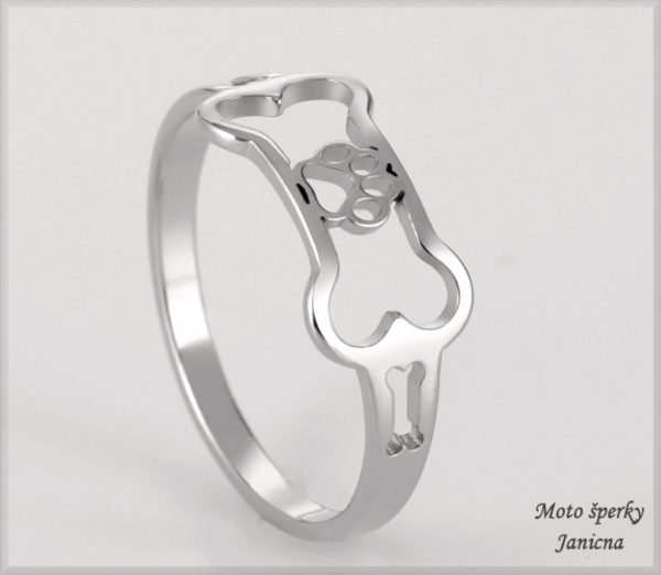 Dámský prsten kost psí kost kostička tlapka tlapička chirurgická ocel dámské šperky ocelové
