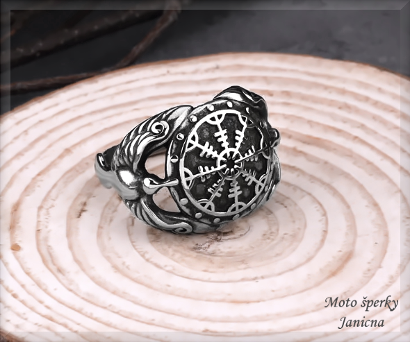 vikingský prsten motorkářský runy chirurgická ocel