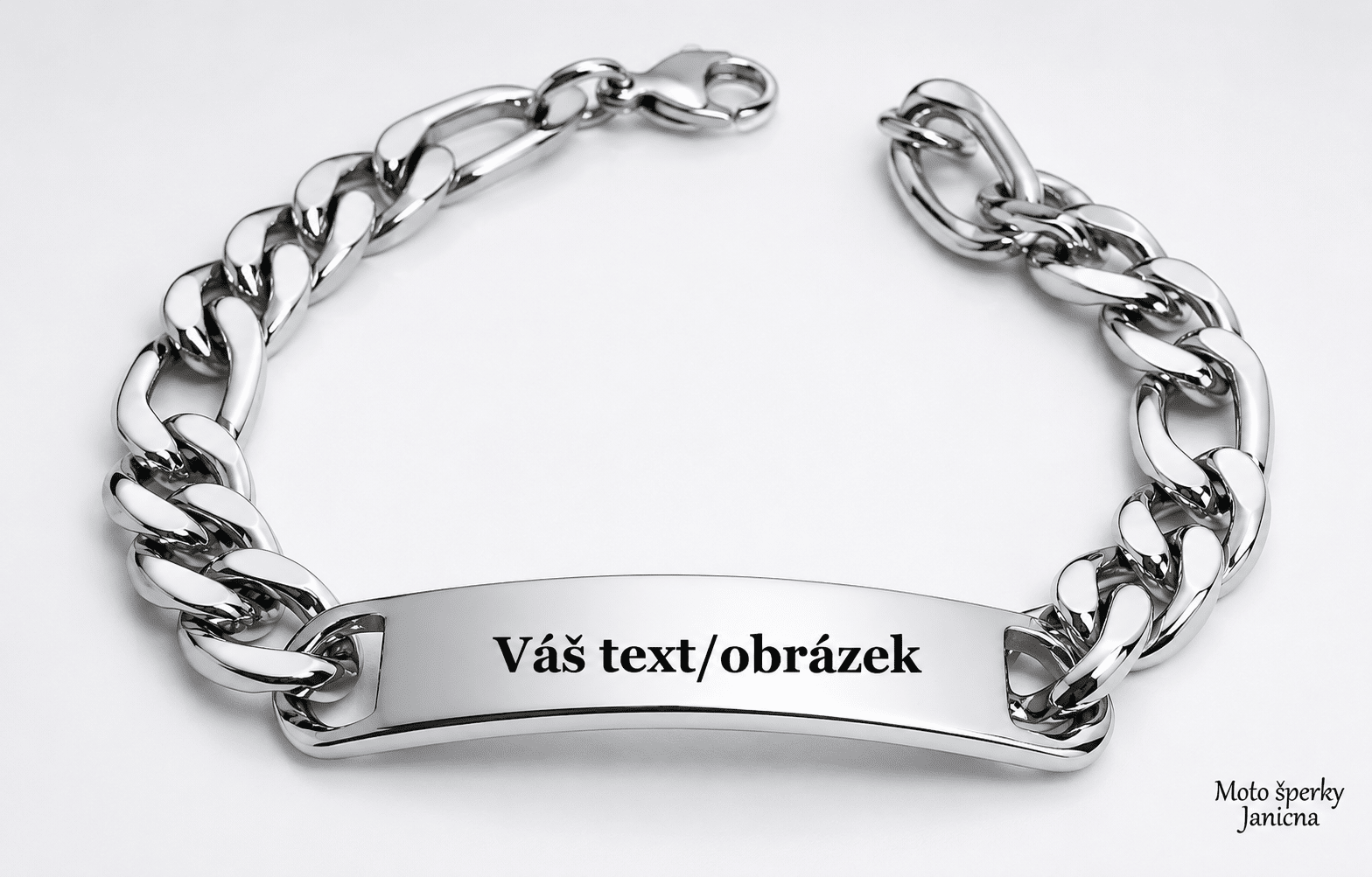 Náramek s destičkou textem/obrázkem na přání chirurgická ocel gravírování