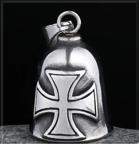 zvoneček na motorku kříž maltézský chirurgická ocel