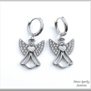 Náušnice anděl andílci andělé s krystalky zirkony chirurgická ocel