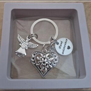 Srdíčko s andělem - talisman do auta, na klíče, na kabelku (s textem na přání)