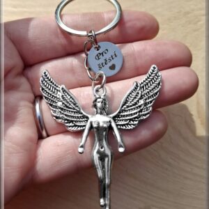 Anděl s andělem - talisman do auta, na klíče, na kabelku (s textem na přání)